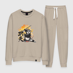 Костюм хлопковый женский Кунгфу панда По воин дракона, цвет: миндальный