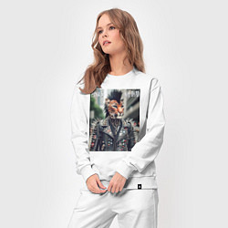 Костюм хлопковый женский Леопард панк музыкант - нейросеть, цвет: белый — фото 2