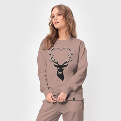 Костюм хлопковый женский Love deer, цвет: пыльно-розовый — фото 2