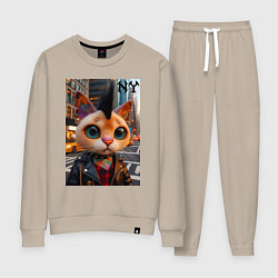 Женский костюм Глазастый котёнок панк из Нью-Йорка - нейросеть