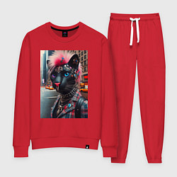 Костюм хлопковый женский Голубоглазая пантера модница из Нью-Йорка - нейрос, цвет: красный