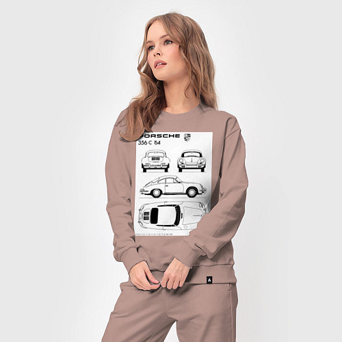 Женский костюм Машина Porsche / Пыльно-розовый – фото 3