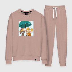 Костюм хлопковый женский Фан арт эй Арнольд романтика, цвет: пыльно-розовый