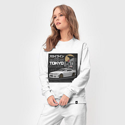 Костюм хлопковый женский Nissan Skyline годзила, цвет: белый — фото 2