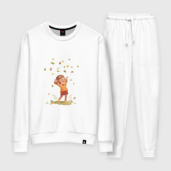 Костюм хлопковый женский Радостная осень, цвет: белый