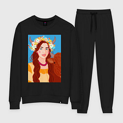 Женский костюм Девушка в цветочной короной из полевых цветов