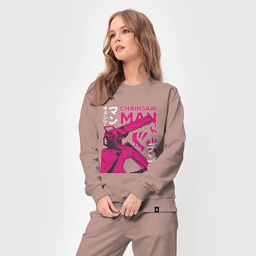 Женский костюм Человек-бензопила Денджи неон / Пыльно-розовый – фото 3