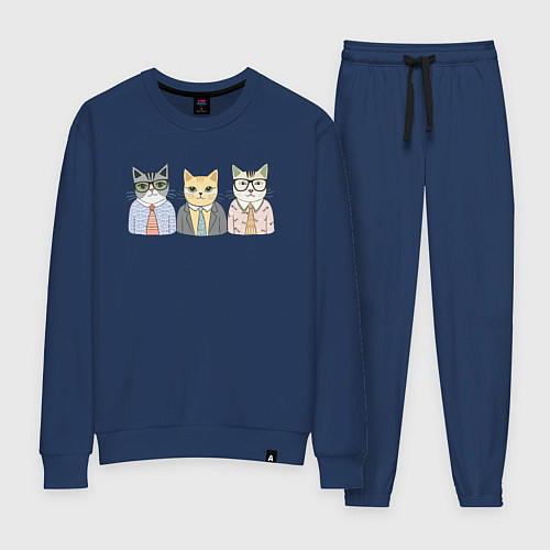 Женский костюм Деловые котики офисные / Тёмно-синий – фото 1