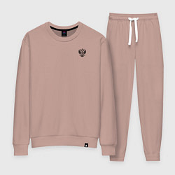 Костюм хлопковый женский Герб Святой Руси на узорном царском флаге, цвет: пыльно-розовый