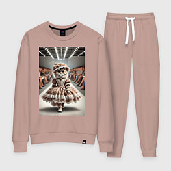 Женский костюм Милая винтажная кошка на подиуме в винтажном плать