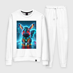 Костюм хлопковый женский Cyber Pikachu in the neon metropolis - ai art, цвет: белый