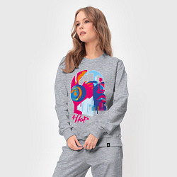 Костюм хлопковый женский Hip Hop DJ музыка, цвет: меланж — фото 2