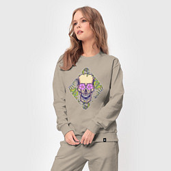 Костюм хлопковый женский Flowers mad skull, цвет: миндальный — фото 2