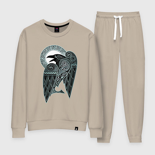 Женский костюм Кельтский ворон - скандинавский орнамент тату / Миндальный – фото 1