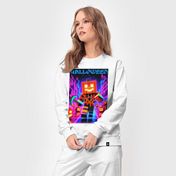 Костюм хлопковый женский Halloween is coming - neon glow collaboration, цвет: белый — фото 2
