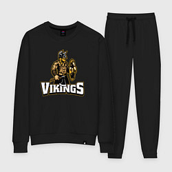 Костюм хлопковый женский Vikings team, цвет: черный