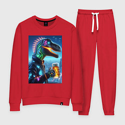 Женский костюм Крутой неоновый пивозавр в мегаполисе - киберпанк