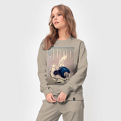 Костюм хлопковый женский Дзюдо бросок через бедро, цвет: миндальный — фото 2