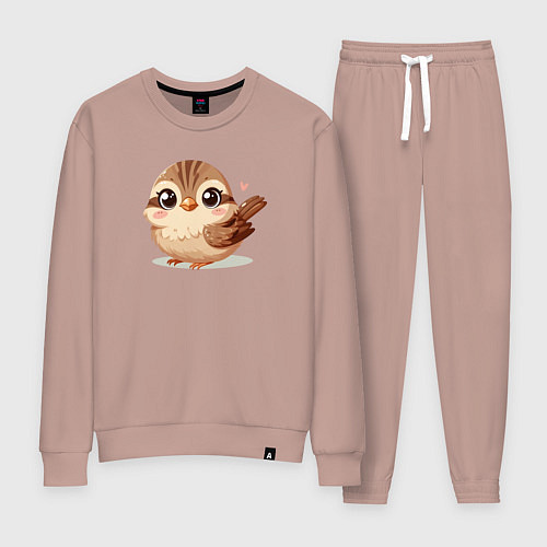 Женский костюм Милый воробушек с сердечком / Пыльно-розовый – фото 1