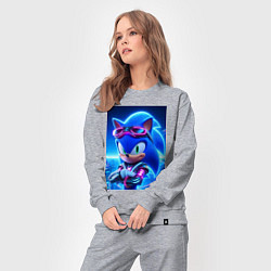 Костюм хлопковый женский Крутой кибер ёжик - неоновое свечение, цвет: меланж — фото 2