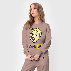 Костюм хлопковый женский Vault boy - covid 19, цвет: пыльно-розовый — фото 2