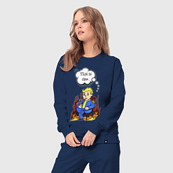 Костюм хлопковый женский Vault boy in the fire, цвет: тёмно-синий — фото 2