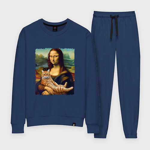 Женский костюм Мона Лиза с рыжим котом / Тёмно-синий – фото 1