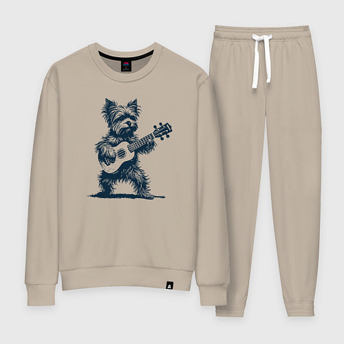 Женский костюм Йоркширский терьер играет на гитаре / Миндальный – фото 1