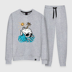 Костюм хлопковый женский Остров черепа, цвет: меланж