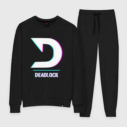 Женский костюм Deadlock в стиле glitch и баги графики / Черный – фото 1