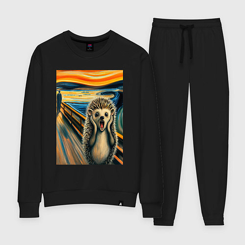 Женский костюм Ёжик кричит на картине Эдварда Мунка - мем искусст / Черный – фото 1