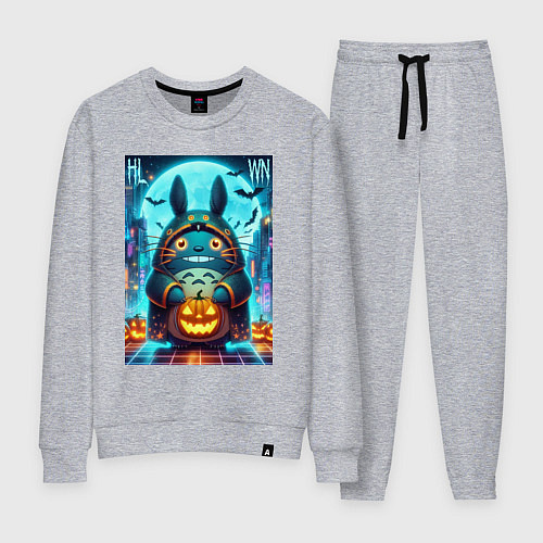 Женский костюм Тоторо держит тыкву - хэллоуин / Меланж – фото 1