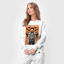 Костюм хлопковый женский Cool skeleton - halloween poster, цвет: белый — фото 2