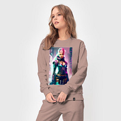 Костюм хлопковый женский Cool cyberpunk Barbie - ai art fantasy, цвет: пыльно-розовый — фото 2