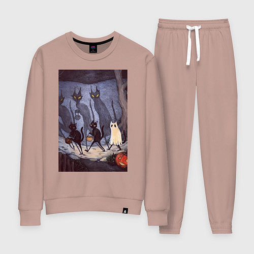 Женский костюм Коты на хэллоуин / Пыльно-розовый – фото 1