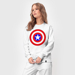 Костюм хлопковый женский Captain America logo, цвет: белый — фото 2