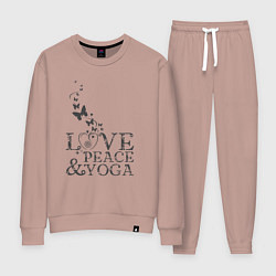 Костюм хлопковый женский Love peace yoga, цвет: пыльно-розовый