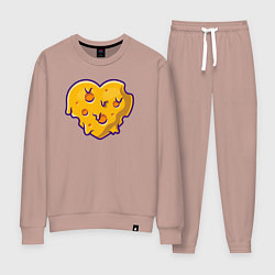 Костюм хлопковый женский Сырное сердце, цвет: пыльно-розовый