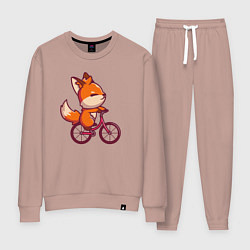 Костюм хлопковый женский Лисичка на велике, цвет: пыльно-розовый
