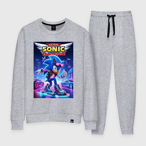 Женский костюм Sonic racing team - hedgehog on a board / Меланж – фото 1