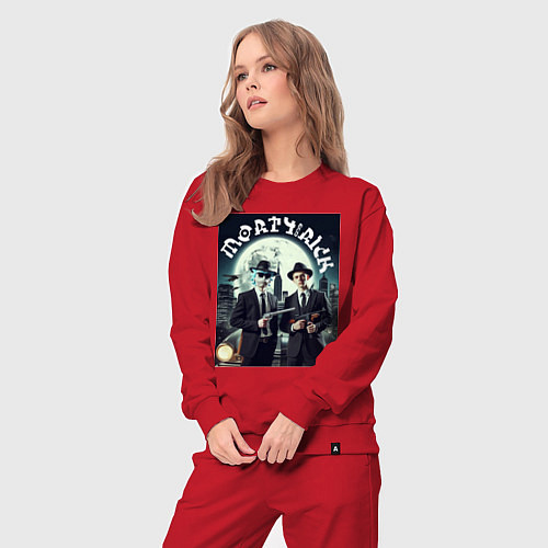 Женский костюм Гангстеры Морти и Рик - портрет на фоне луны / Красный – фото 3