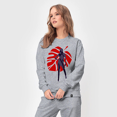 Женский костюм Девушка на фоне монстеры / Меланж – фото 3