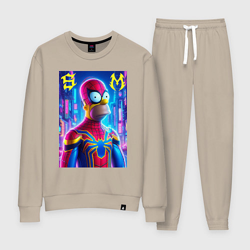Женский костюм Homer Simpson and Spider man - collaboration / Миндальный – фото 1