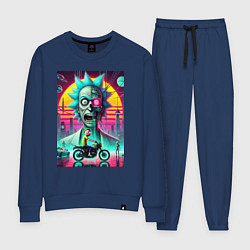 Костюм хлопковый женский Кибер Рик и Морти на мотоцикле, цвет: тёмно-синий