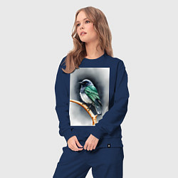 Костюм хлопковый женский Птичка на ветке, цвет: тёмно-синий — фото 2