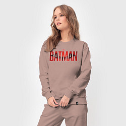 Костюм хлопковый женский The batman movie logo, цвет: пыльно-розовый — фото 2