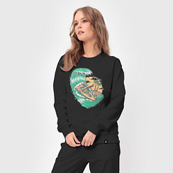 Костюм хлопковый женский Серфингист гитарист, цвет: черный — фото 2