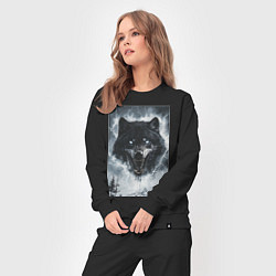 Костюм хлопковый женский Волк с оскаленной пастью, цвет: черный — фото 2