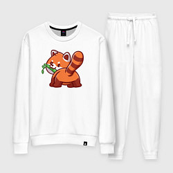 Костюм хлопковый женский Игривая красная панда, цвет: белый