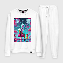 Костюм хлопковый женский Rick and Morty under the mushrooms, цвет: белый